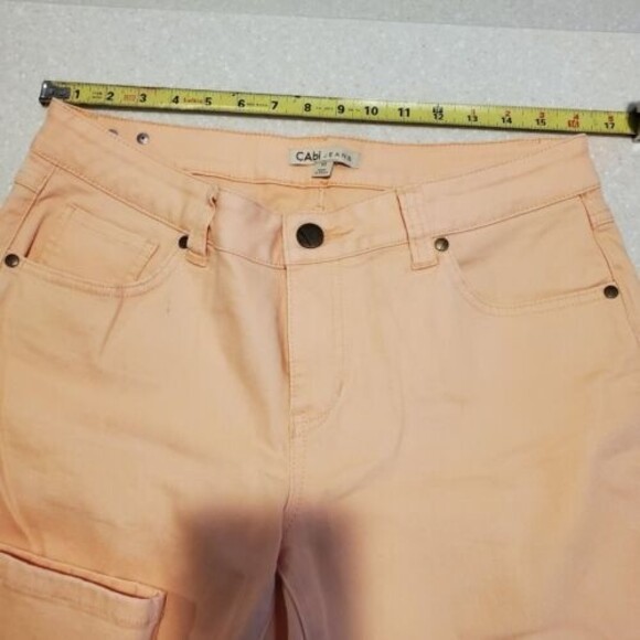CAbi Bree Creamsicle Peach Crop Stretch Denim Jeans Size 10 Low Rise - Picture 10 of 10